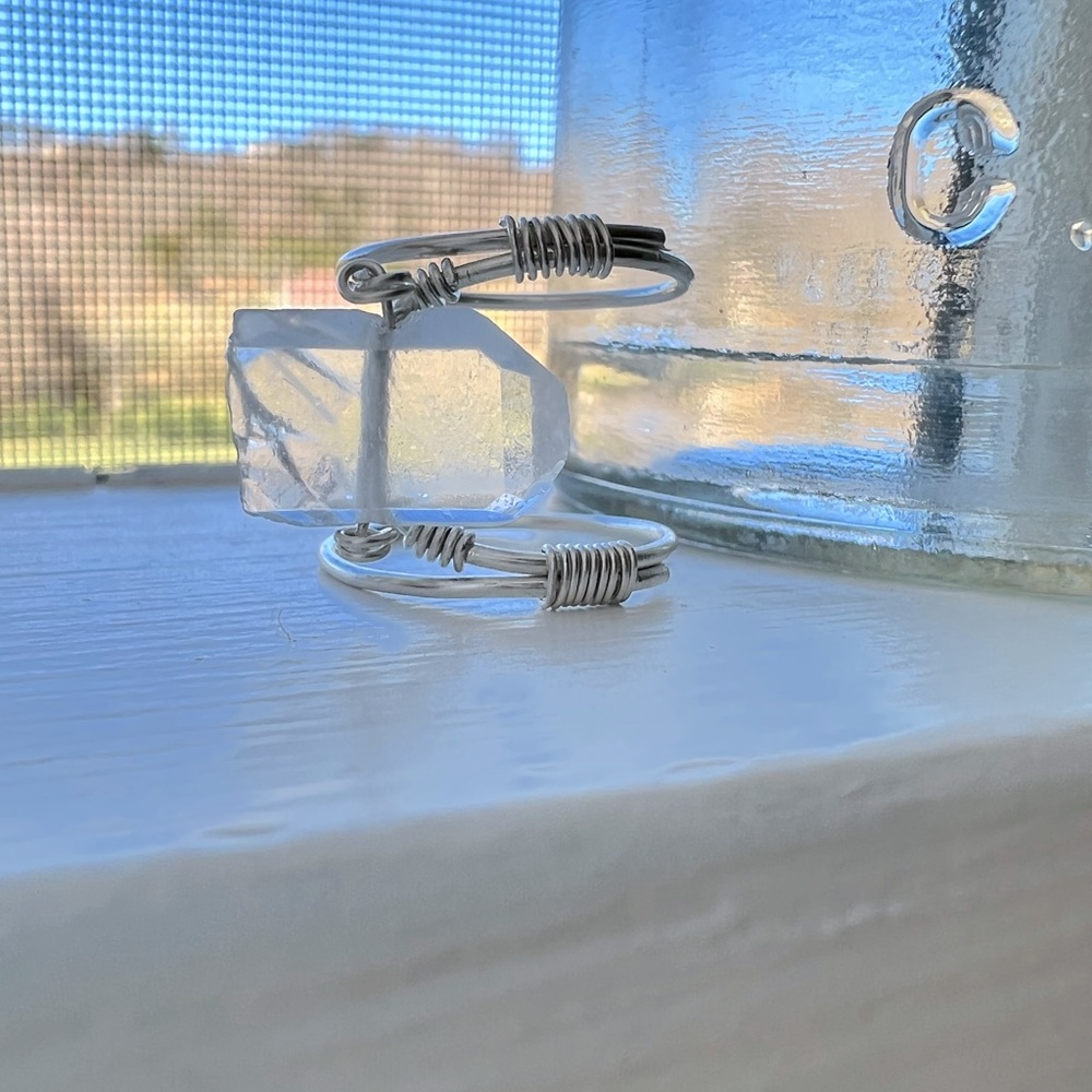 Handmade quartz crystal sterling silver ring